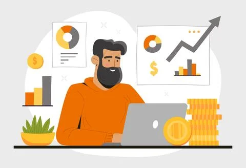 Financial analyst at home Stock-Illustration