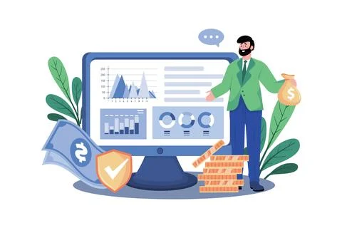 Financial Analyst Performs Cost-Benefit Analysis Stock Illustration