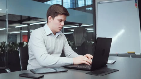 Financial analyst preparing report before deadline Stock Footage 147857721