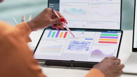 Financial Analyst Reviewing Key Performance Indicators Stock Footage 337228556