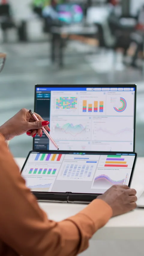Financial Analyst Reviewing Key Performance Indicators Stock Footage 337646863