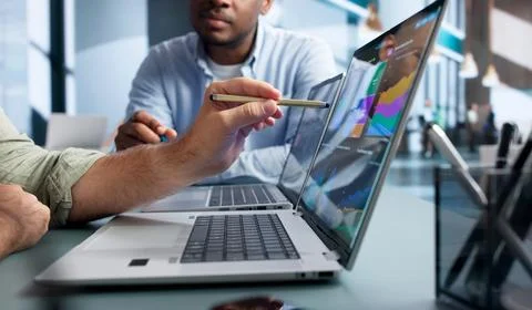 Financial Analyst Reviewing Predictive Data Charts For Strategic Business Dec 스톡 사진