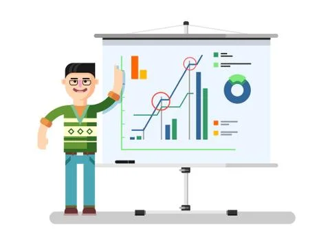 Financial analyst shows report Stock Illustration