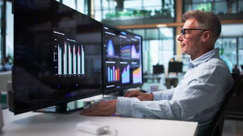 Financial Analyst Studying Data Dashboard Stock Footage 344711294