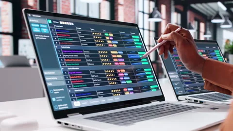 Financial Analyst Usign Laptop Stock-Footage 328401239
