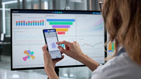Financial Analyst Using Mobile Dashboard For Business Analytics Stock Footage 329680756