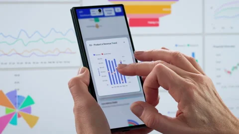 Financial Analyst Using Mobile Dashboard For Business Analytics Stock Footage 330251880