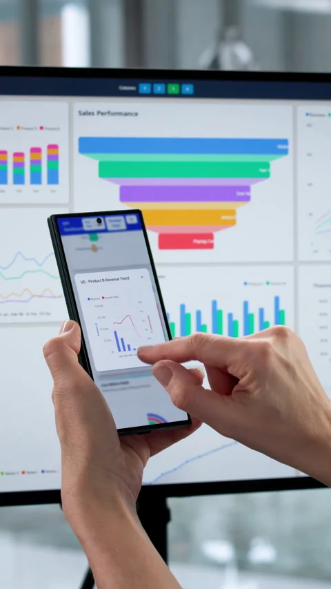 Financial Analyst Using Mobile Dashboard For Business Analytics Stock Footage 330252311