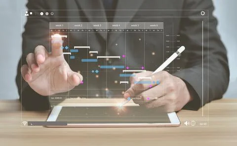 Financial Analyst Working. Analyst working with tablet in Business Analytics  Stock Photos