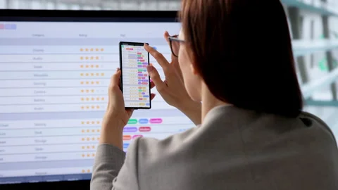 Financial Analyst Working On Spreadsheet Data Using Computer Stock Footage 330587032