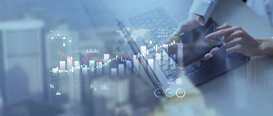 Financial Analytics and Data Visualization Stock Market Trading and Investmen Stock Photos