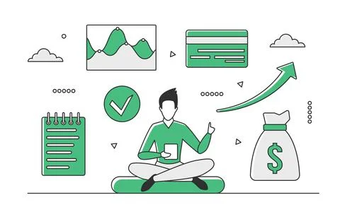 Financial analytics and evolution statistics Stock Illustration