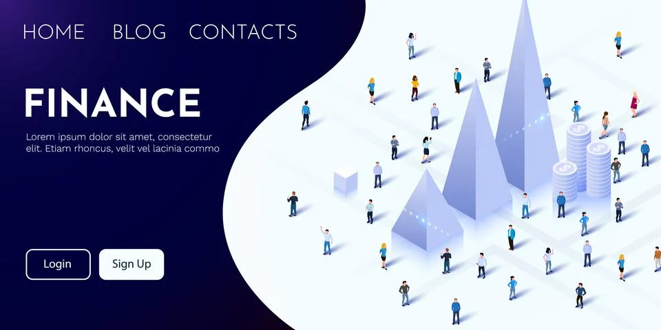 Financial analytics concept. 3D chart with people crowd. Business application 스톡 일러스트