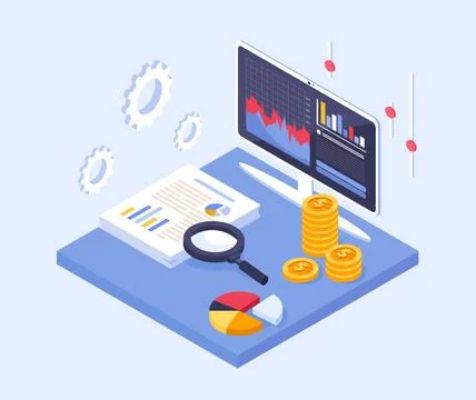 Financial analytics dashboard concept. Vector illustration Stock Illustration