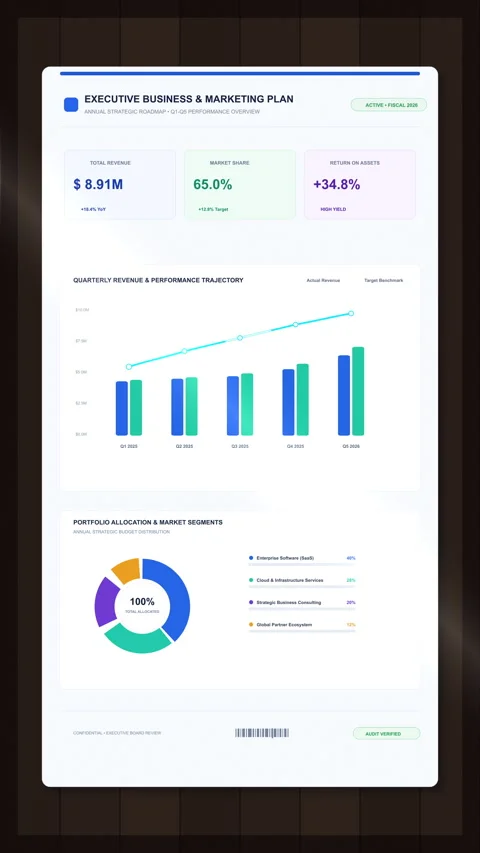 Financial analytics dashboard with data visualization, chart, graph, metrics Stock Footage 347566541