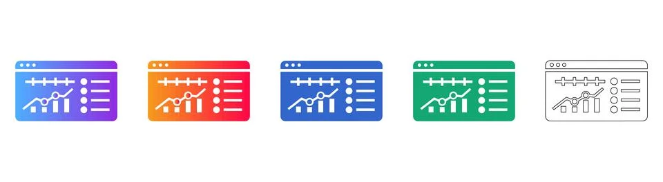 Financial Analytics Dashboard Interface Icons Stockillustratie