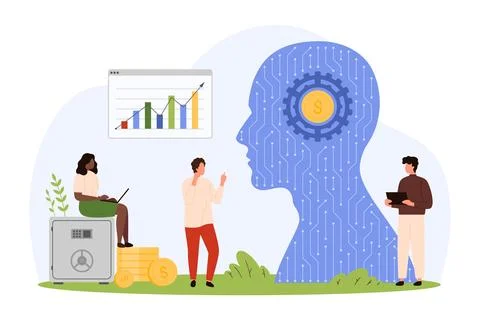 Financial analytics, data analysis and management with AI tech platform by tiny Ilustración de archivo