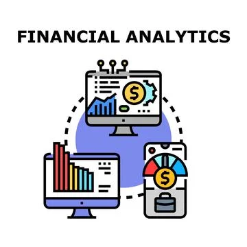 Financial analytics data processing and business management Stock Illustration