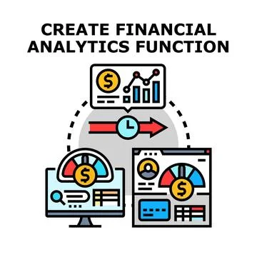Financial analytics function creating process and data analysis Illustrazione stock
