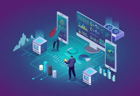 Financial analytics isometric vector illustration Stock Illustration