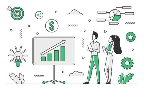 Financial analytics presentation 스톡 일러스트