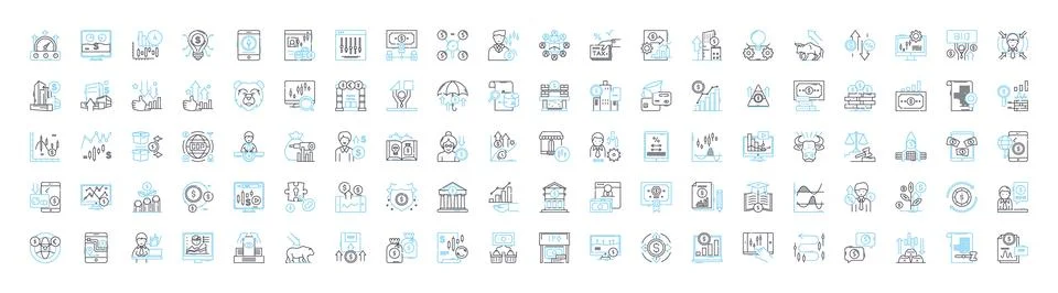 Financial analytics vector line icons set. Financial, Analytics, Analysis Stock Illustration