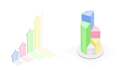 Financial and marketing data graphs for report, presentation, financial analysis Stock Illustration