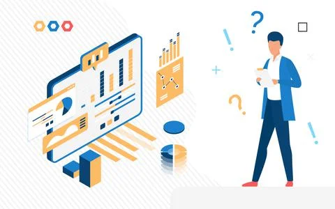 Financial annual graph statement and performance information Illustrazione stock