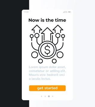 Financial app, mobile ui design with line icon Stock Illustration