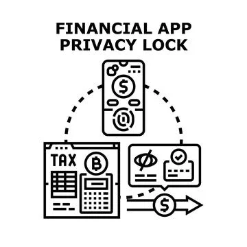 Financial app privacy lock mobile protection concept Stock Illustration