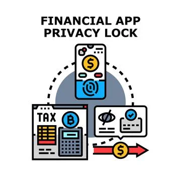 Financial app privacy lock mobile protection concept Stock Illustration