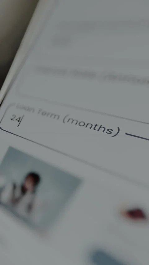 Financial application interface asking the duration of a loan, value from the Stock Footage 328882609