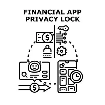 Financial application privacy lock protecting digital transactions Stock Illustration