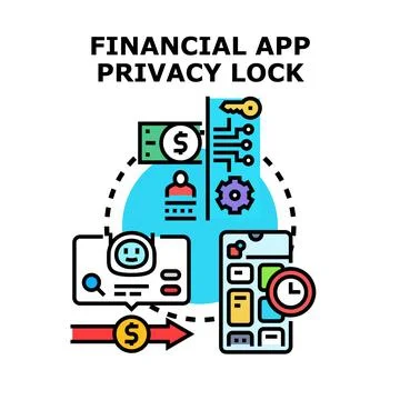Financial application privacy lock protecting digital transactions Stock Illustration