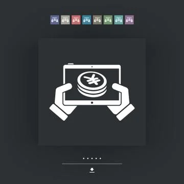 Financial application on tablet - Yen 库存插图
