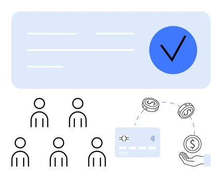 Financial Approval Process with Card Payment and User Management Symbols Stock Illustration