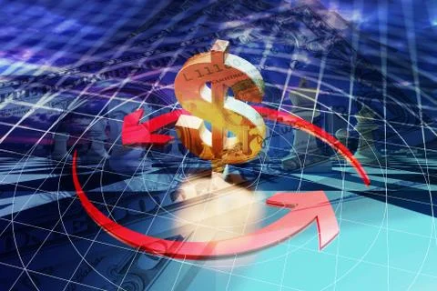 Financial arrow and dollar, career success and appreciation Stock Illustration