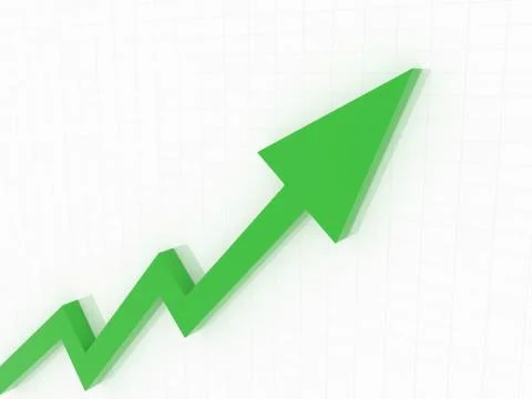 Financial up arrow with grid white background 3d rendering Stock-Illustration