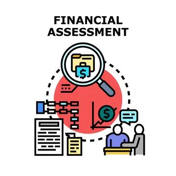 Financial assessment concept with professional analyzing business data and .. Stock Illustration