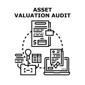 Financial asset valuation audit process concept Stock Illustration