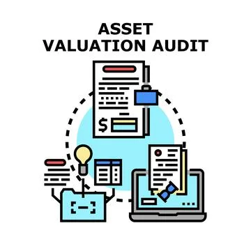 Financial asset valuation audit process concept Stock Illustration