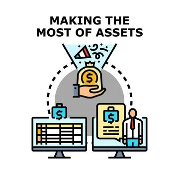 Financial assets management process generating wealth and profit Stock Illustration