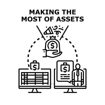 Financial assets management process generating wealth and profit Stock Illustration