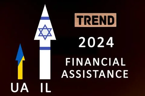 Financial assistance to Ukraine will decrease in 2024, and to Israel it wil.. Stock Illustration