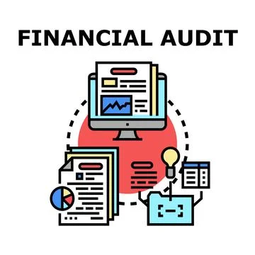 Financial audit concept with data analysis and reporting Stock Illustration