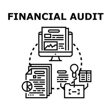 Financial audit concept with data analysis and reporting Stock Illustration