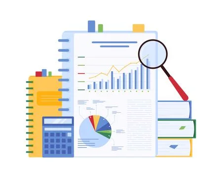 Financial audit concept, focusing on data analysis and reporting. Stock Illustration