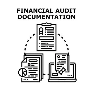 Financial audit documentation process and concepts Stock Illustration