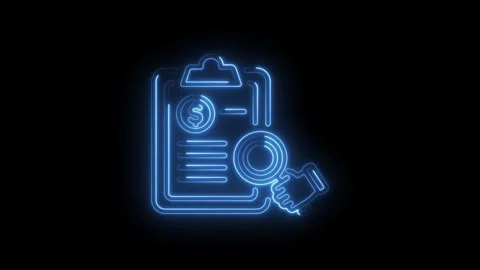 Financial audit neon style animation revealing dollar sign with clipboard a.. Stock Footage 345992890