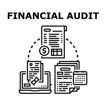 Financial audit processing data and documents analysis Ilustração Stock